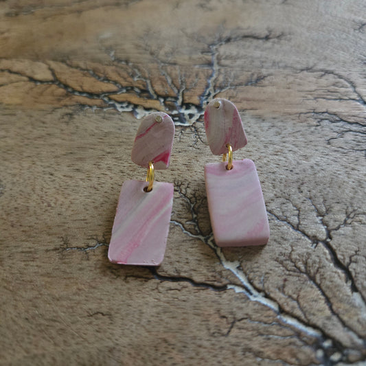 Pink Marble Earrings