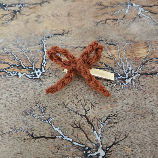Crocheted Orange Bow Clip